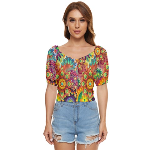 Mandalas Colorful Abstract Ornamental Button Up Blouse by artworkshop