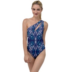 Folk Flowers Print Floral Pattern Ethnic Art To One Side Swimsuit by Eskimos