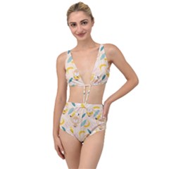 Cute-monkey-banana-seamless-pattern-background Tied Up Two Piece Swimsuit by Jancukart