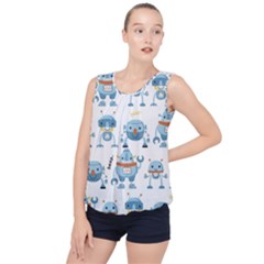 Seamless Pattern With Funny Robot Cartoon Bubble Hem Chiffon Tank Top by Jancukart