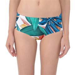 Leaves Tropical Exotic Mid-waist Bikini Bottoms by artworkshop