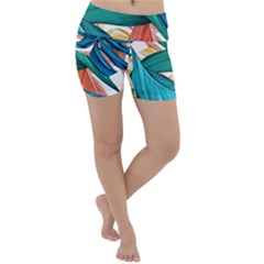 Leaves Tropical Exotic Lightweight Velour Yoga Shorts by artworkshop