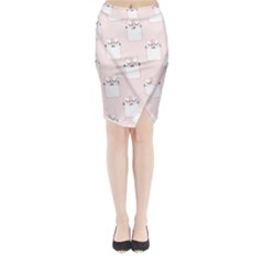 Fluffy Cat Pets Midi Wrap Pencil Skirt