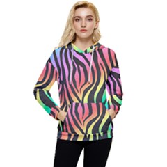 Rainbow Zebra Stripes Women s Lightweight Drawstring Hoodie by nate14shop