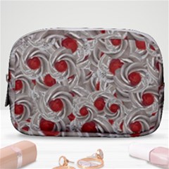 Cream With Cherries Motif Random Pattern Make Up Pouch (small) by dflcprintsclothing