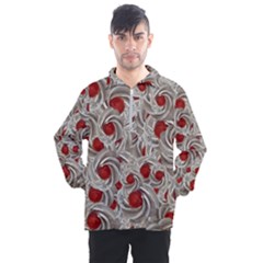 Cream With Cherries Motif Random Pattern Men s Half Zip Pullover by dflcprintsclothing