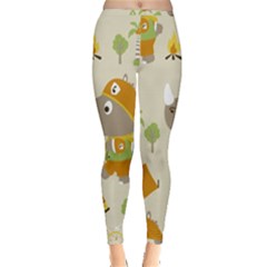 Seamless-pattern-vector-with-funny-boy-scout-scout-day-background Inside Out Leggings by Jancukart