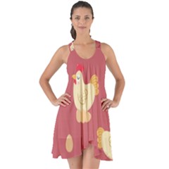 Cute-chicken-eggs-seamless-pattern Show Some Back Chiffon Dress by Jancukart