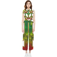 Peace-rastafarian Women s Frill Top Chiffon Jumpsuit
