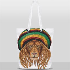Lion Rastafari Full Print Rope Handle Tote (small) by Jancukart
