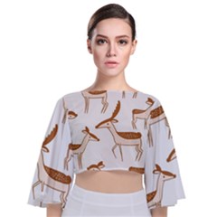 Cute Animal Deer Tie Back Butterfly Sleeve Chiffon Top by artworkshop
