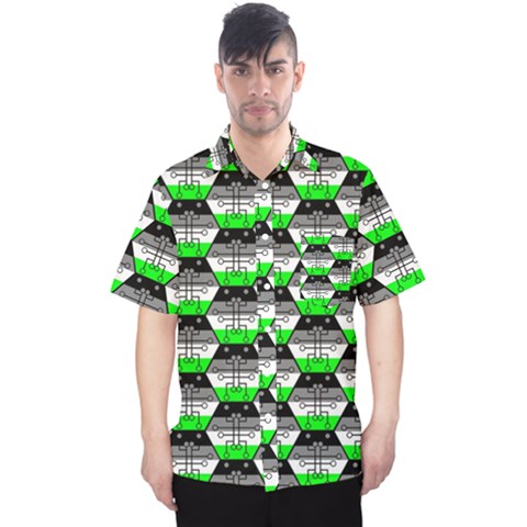 Hackers Town Void Mantis Hexagon Agender Agender Info Pride Flag Men s Hawaii Shirt by WetdryvacsLair