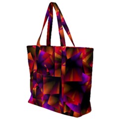Squares Motif Geometric Pattern Zip Up Canvas Bag