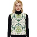 Folk flowers print Floral pattern Ethnic art Women s Short Button Up Puffer Vest View1