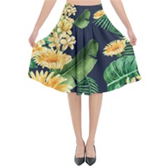 Sea Of Yellow Flowers Flared Midi Skirt by HWDesign