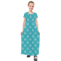 Snowflakes 002 Kids  Short Sleeve Maxi Dress by nate14shop
