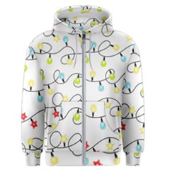 Christmas-light-bulbs-seamless-pattern-colorful-xmas-garland,white Men s Zipper Hoodie by nate14shop