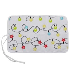 Christmas-light-bulbs-seamless-pattern-colorful-xmas-garland,white Pen Storage Case (l) by nate14shop