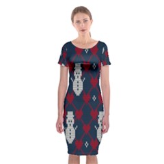 Christmas-seamless-knitted-pattern-background 004 Classic Short Sleeve Midi Dress by nate14shop