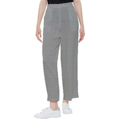 Small Soot Black And White Handpainted Houndstooth Check Watercolor Pattern Women s Pants  by PodArtist