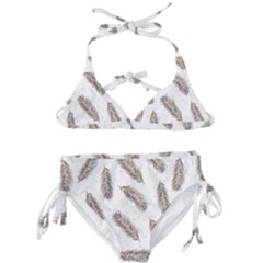 Christmas-seamless-pattern-with-gold-fir-branches Kids  Classic Bikini Set by nate14shop