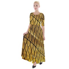 Chain Link Fence Sunset Wire Steel Fence Half Sleeves Maxi Dress by artworkshop