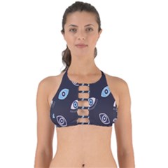 Eyes Evil Eye Blue Pattern Design Perfectly Cut Out Bikini Top