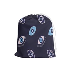 Eyes Evil Eye Blue Pattern Design Drawstring Pouch (large) by artworkshop
