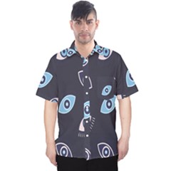 Eyes Evil Eye Blue Pattern Design Men s Hawaii Shirt