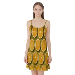 Oranges Slices  Pattern Satin Night Slip