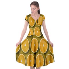 Oranges Slices  Pattern Cap Sleeve Wrap Front Dress by artworkshop
