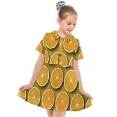 Oranges Slices  Pattern Kids  Short Sleeve Shirt Dress by artworkshop