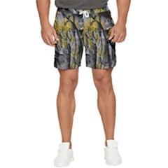 Rock Wall Crevices Geology Pattern Shapes Texture Men s Runner Shorts by artworkshop