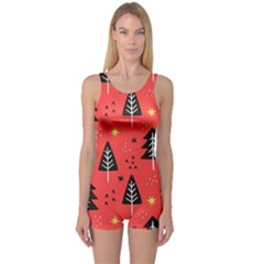 Christmas Tree,snow Star One Piece Boyleg Swimsuit by nate14shop