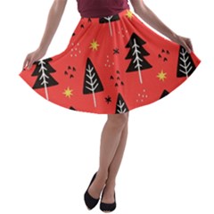 Christmas Tree,snow Star A-line Skater Skirt by nate14shop