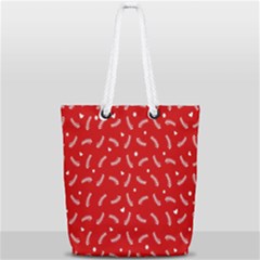 Christmas Pattern,love Red Full Print Rope Handle Tote (small) by nate14shop