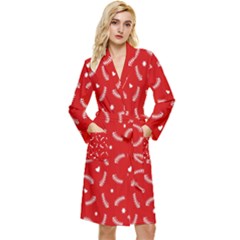 Christmas Pattern,love Red Long Sleeve Velour Robe by nate14shop