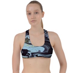 Abstract Painting Black Criss Cross Racerback Sports Bra
