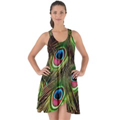Peacock-feathers-color-plumage Show Some Back Chiffon Dress by Celenk
