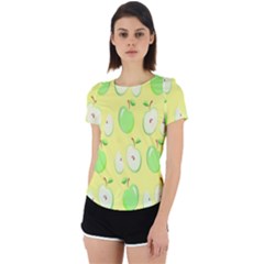 Apple Pattern Green Yellow Back Cut Out Sport Tee by artworkshop