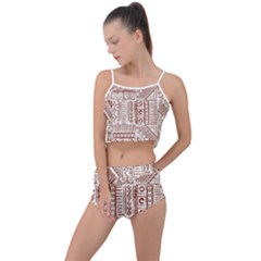 Tribal Pattern Vintage Texture Summer Cropped Co-ord Set by Sapixe