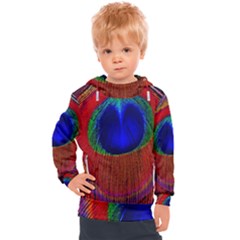 Peacock Plumage Fearher Bird Pattern Kids  Hooded Pullover