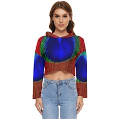 Peacock Plumage Fearher Bird Pattern Women s Lightweight Cropped Hoodie by Sapixe