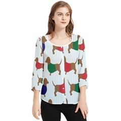 Dachshund Chiffon Quarter Sleeve Blouse
