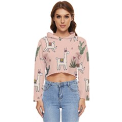 Llamas Pattern Women s Lightweight Cropped Hoodie