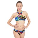 Blobs Dots Abstract Art Waves High Neck Bikini Set View1