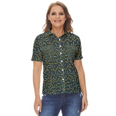 Abstract Pattern Sprinkles Women s Short Sleeve Double Pocket Shirt