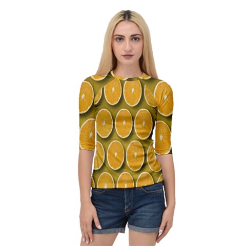 Orange Slices Cross Sections Pattern Quarter Sleeve Raglan Tee by artworkshop
