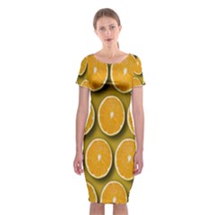 Orange Slices Cross Sections Pattern Classic Short Sleeve Midi Dress by artworkshop