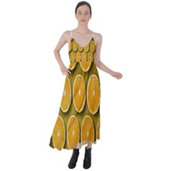 Orange Slices Cross Sections Pattern Tie Back Maxi Dress by artworkshop